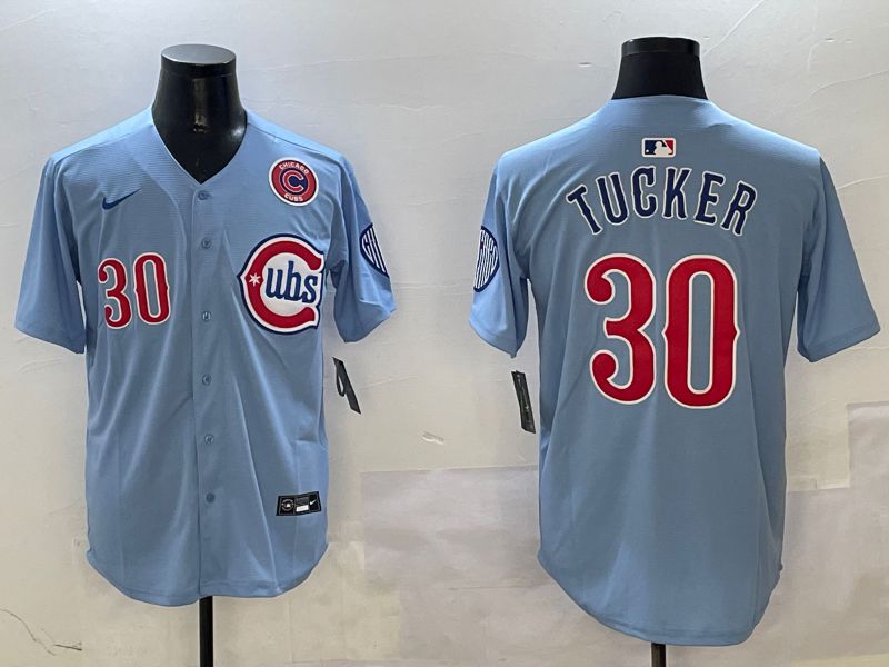 Men Chicago Cubs #30 Tucker Light Blue Throwback Fashion 2025 Nike MLB Jersey style 5->chicago cubs->MLB Jersey